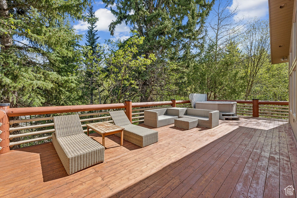 Deck with a hot tub
