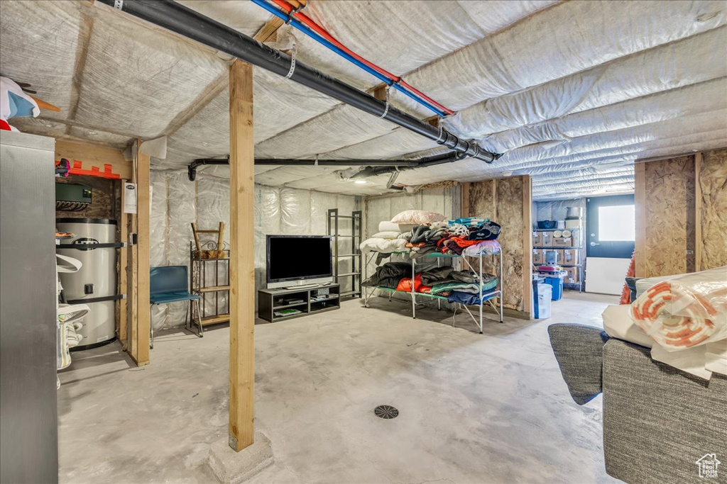 Basement with water heater