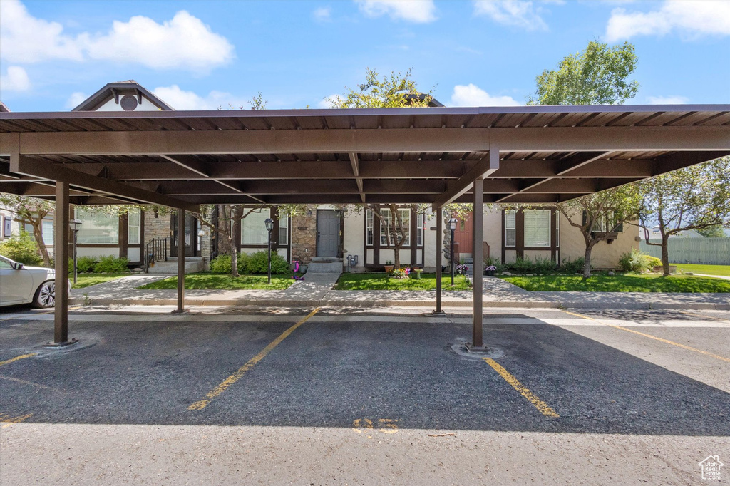 View of covered parking lot