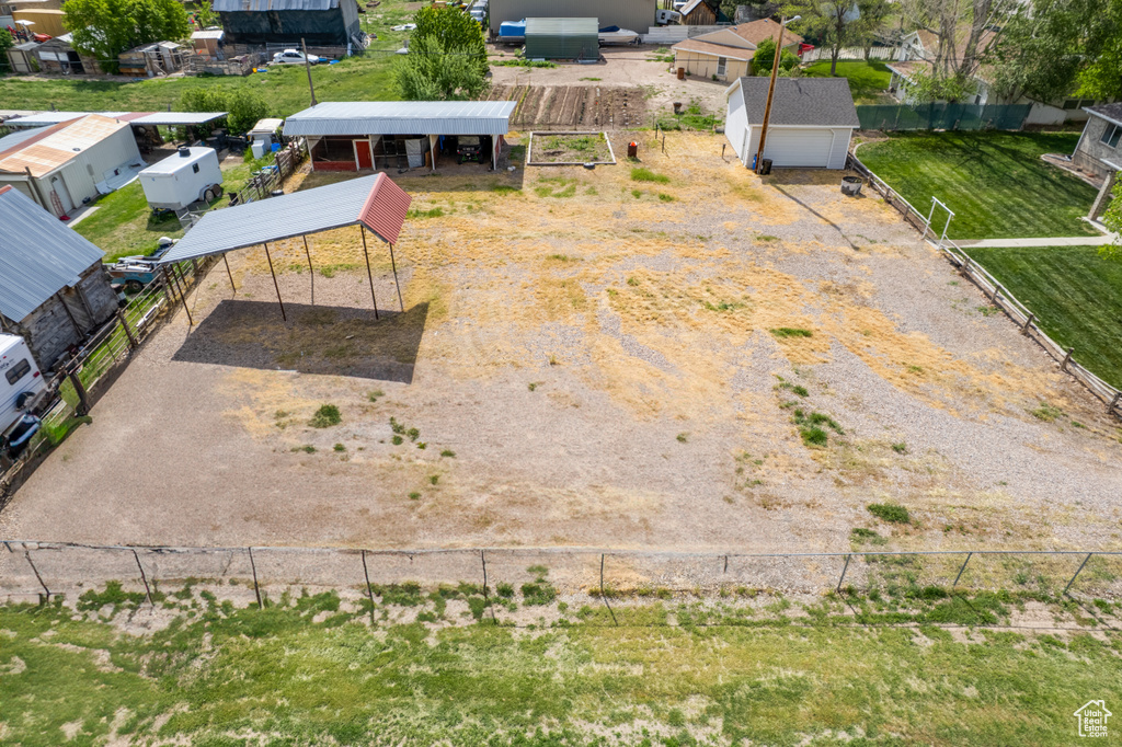 Aerial perspective of suburban area