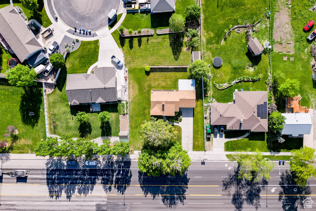 Aerial perspective of suburban area