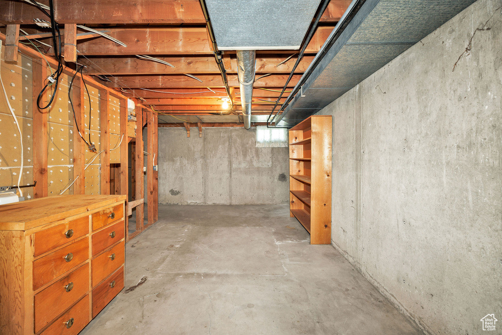 View of unfinished basement