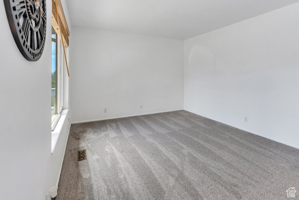 Carpeted spare room featuring healthy amount of natural light