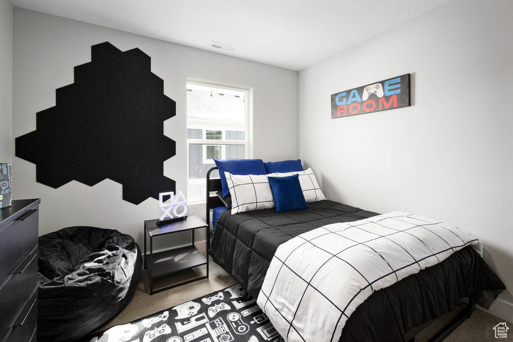 Bedroom with carpet floors