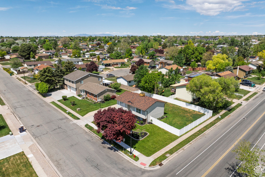 Aerial perspective of suburban area