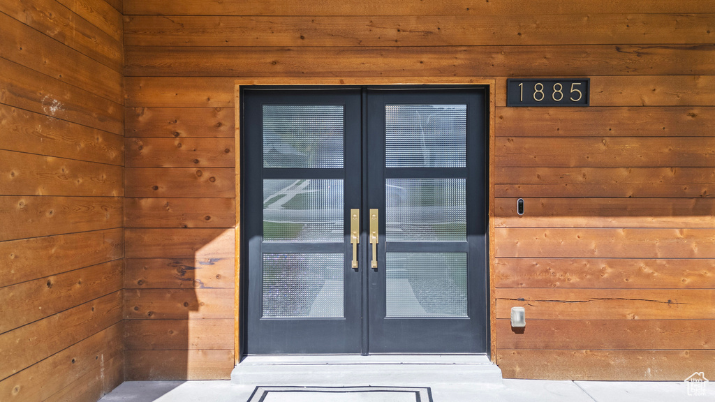 Entrance to property with french doors
