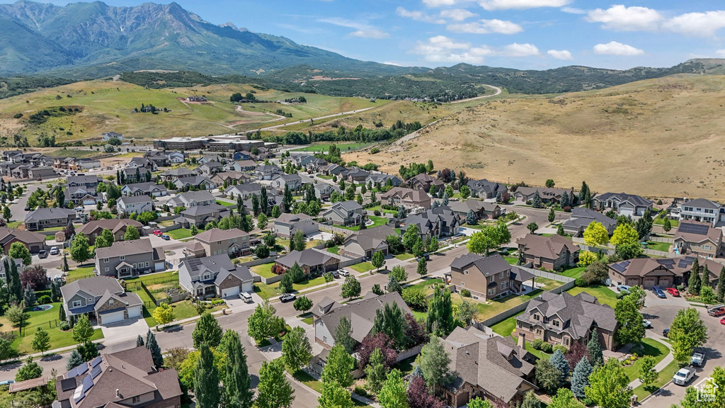 Aerial overview of property\'s location with nearby suburban area