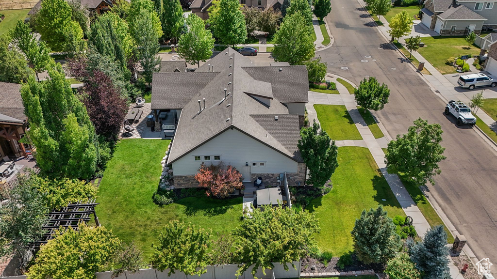 Aerial perspective of suburban area