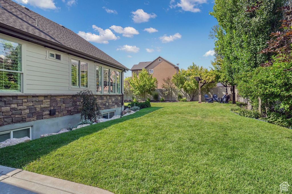 View of fenced backyard