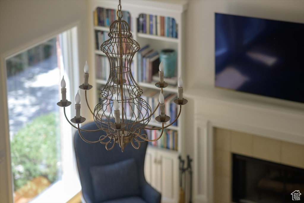 Detailed view of a chandelier