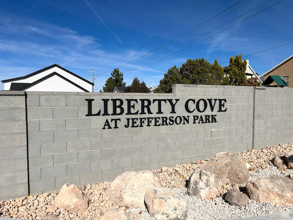 Community sign with fence