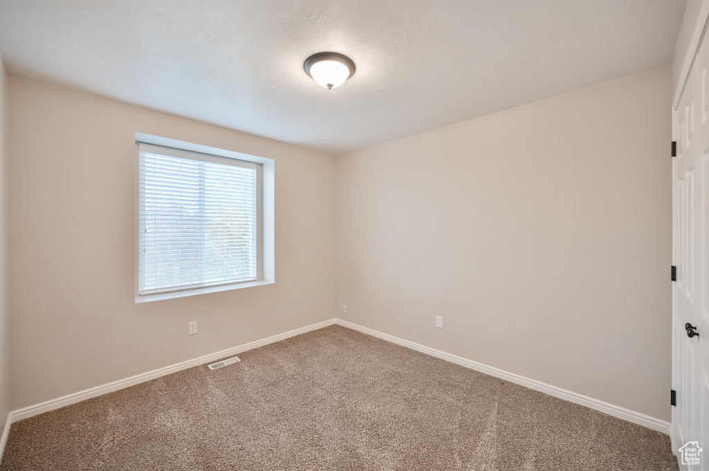 Carpeted spare room with baseboards