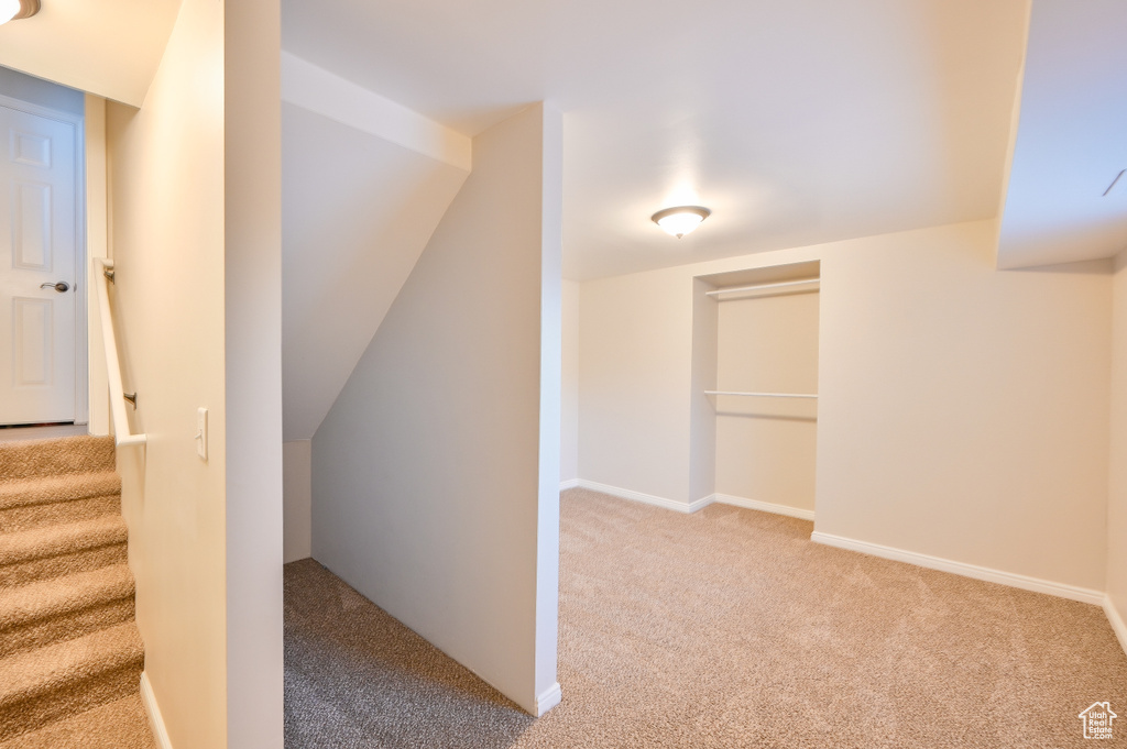 Staircase with carpet floors