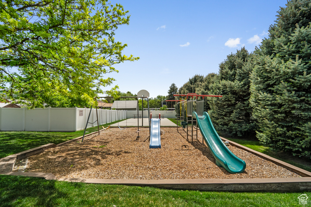 Communal playground with fence
