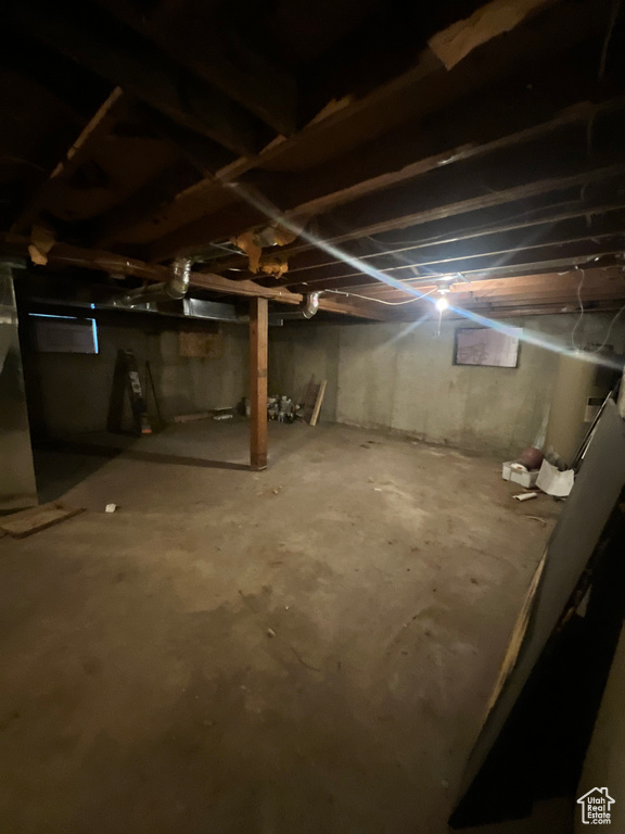 View of unfinished basement