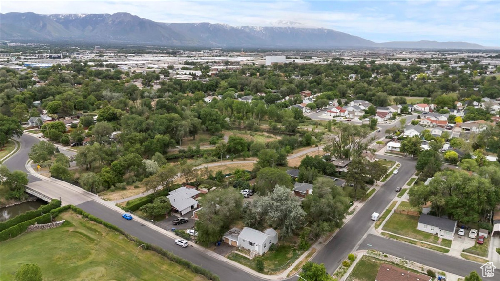 Aerial view of a mountainous background