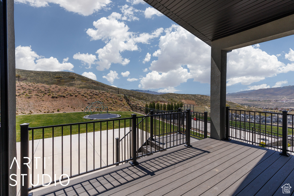 Deck with a mountain view