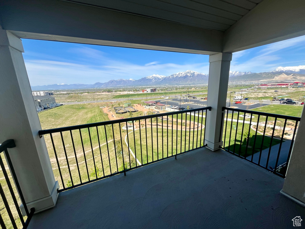 Balcony with a mountain view