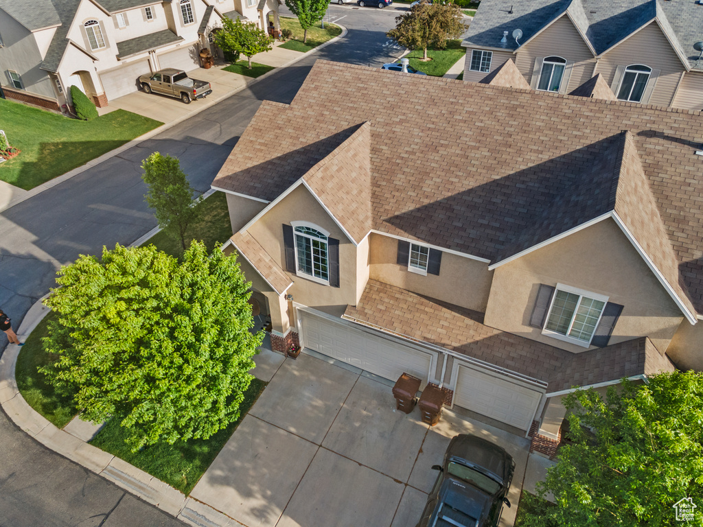 Aerial perspective of suburban area
