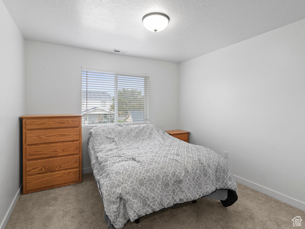 Bedroom with carpet flooring and baseboards