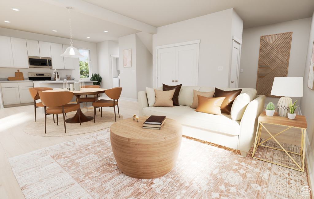 Living area with recessed lighting