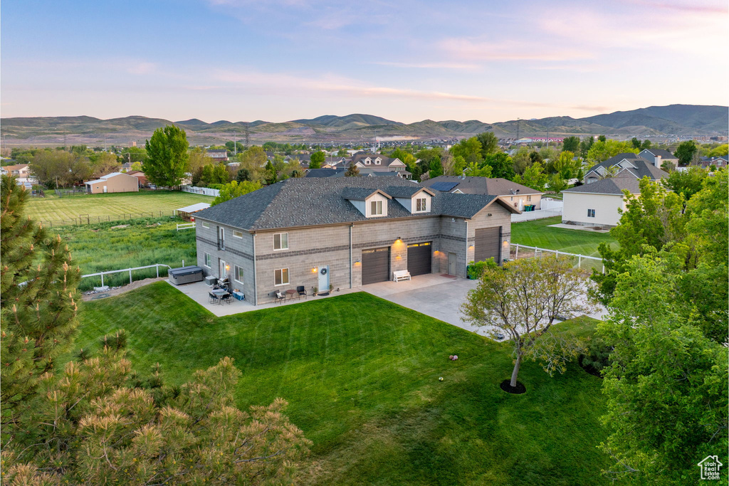 Drone / aerial view of a mountain backdrop