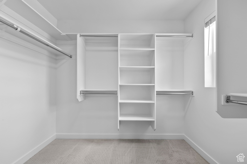 Spacious closet with carpet flooring