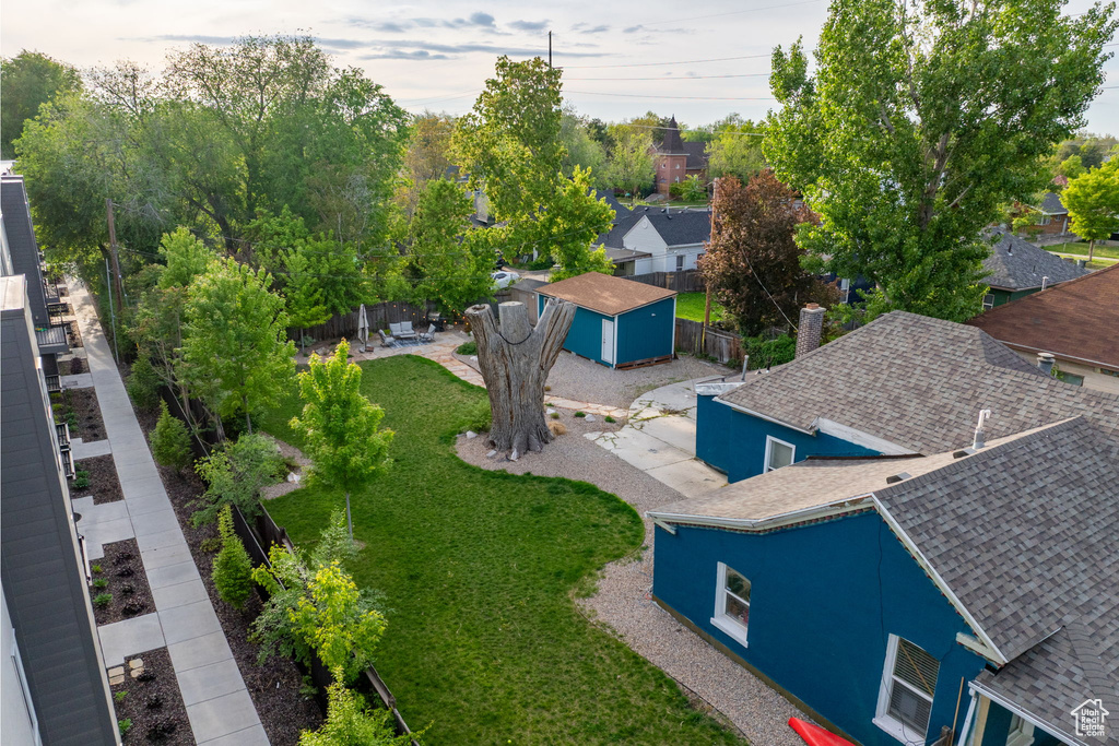 Aerial perspective of suburban area