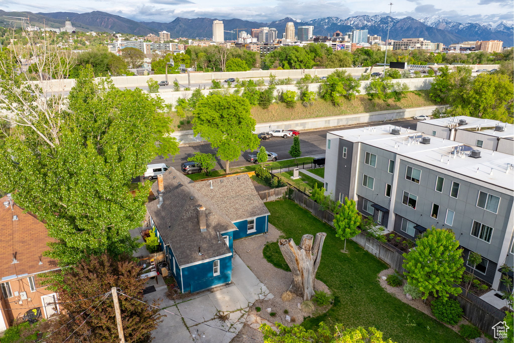 View of urban area featuring a mountain backdrop
