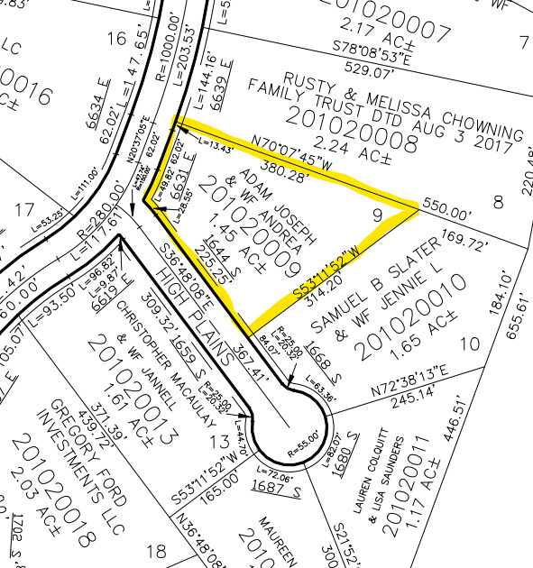 Map of parcels