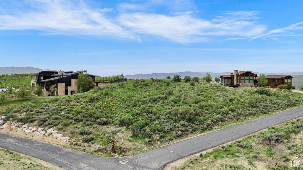 View of yard with a mountain view