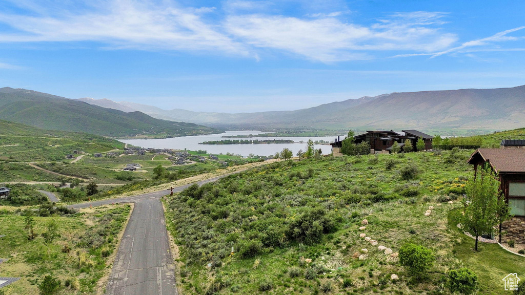 Mountain view with a nearby body of water