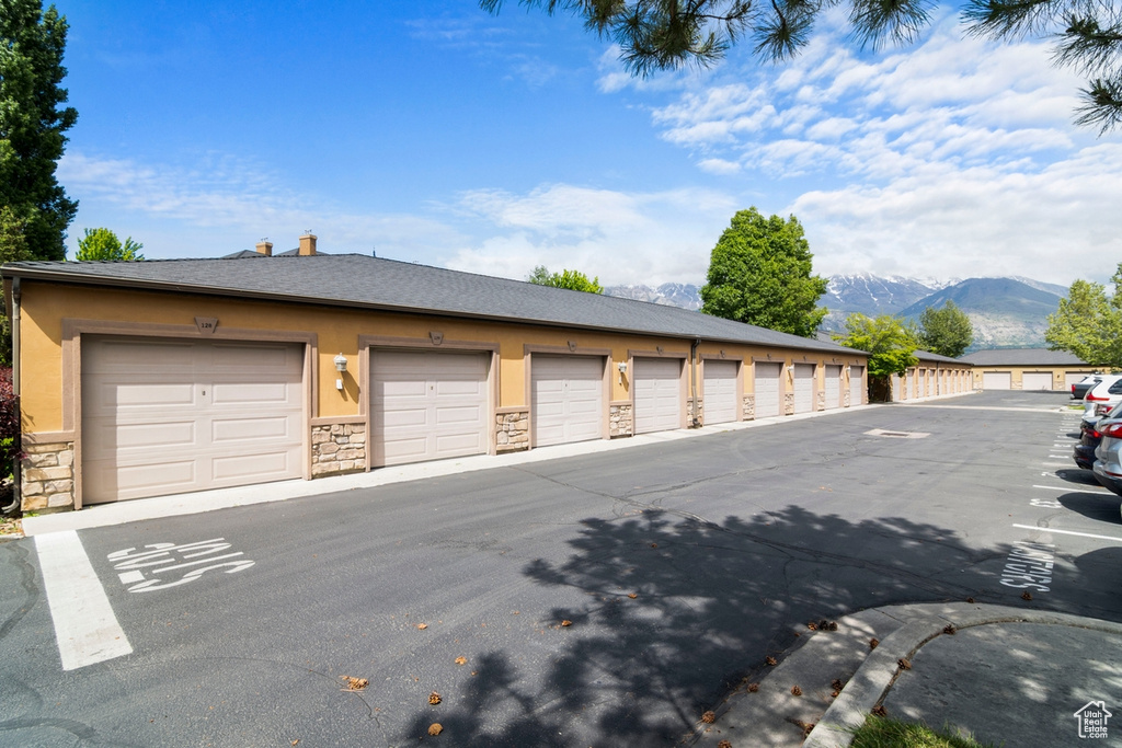Garage with a mountain view