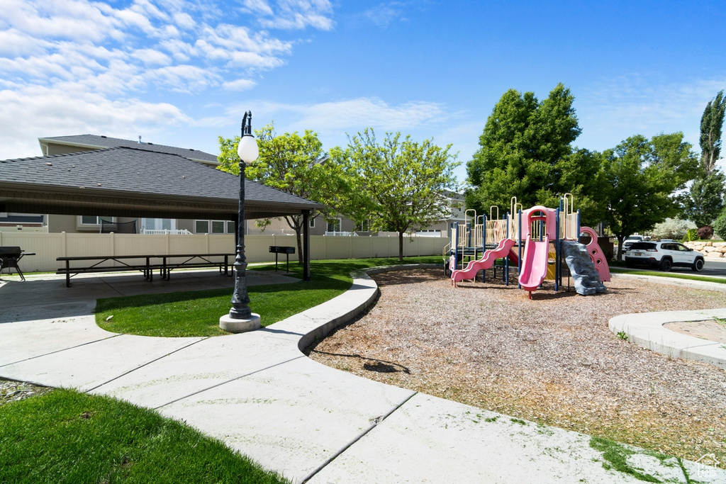 Community play area with fence