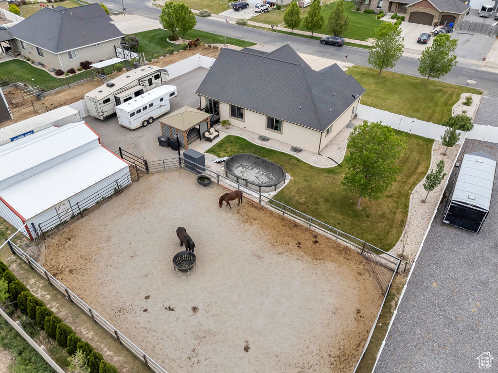 Aerial view of residential area