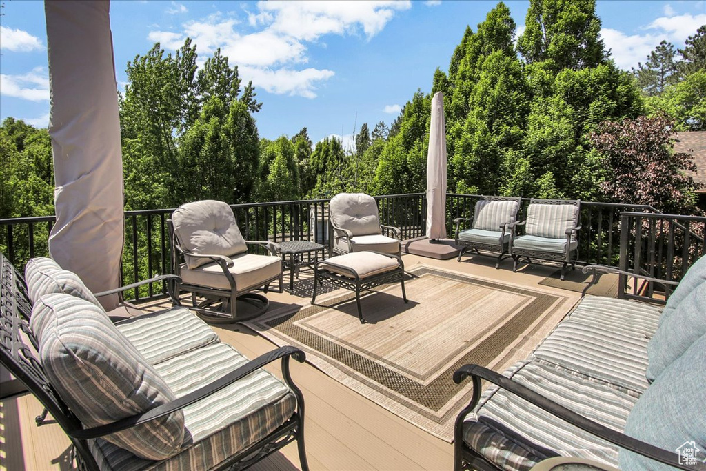 Deck with an outdoor living space