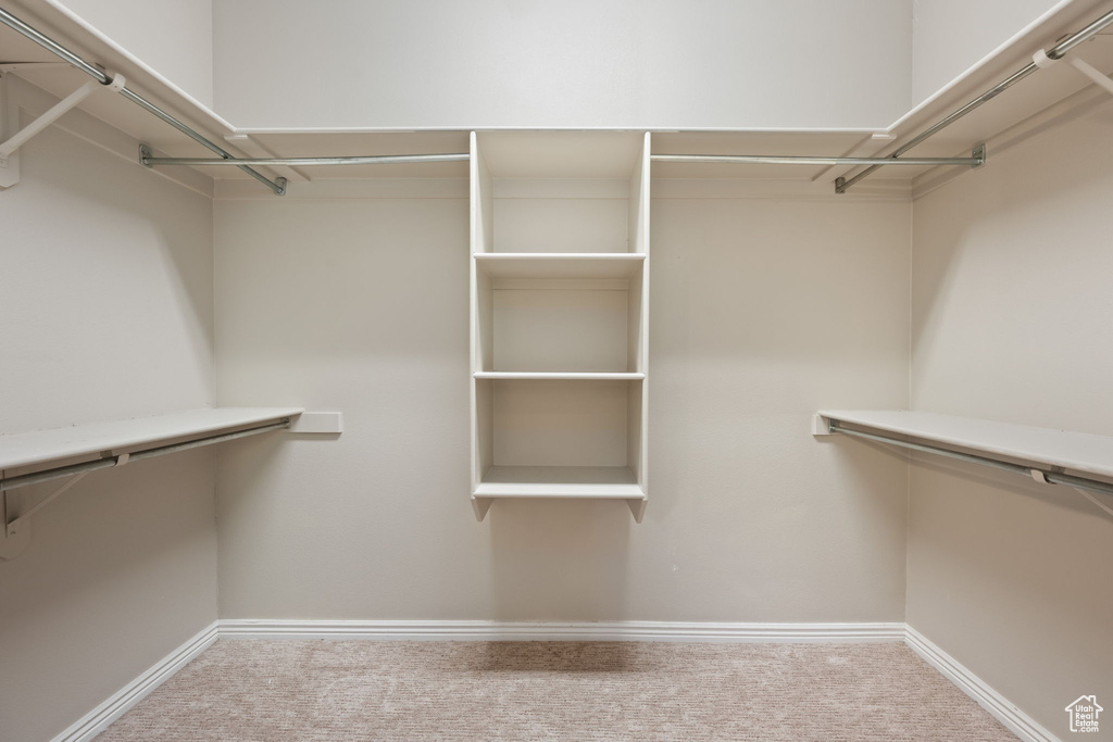Spacious closet with carpet floors
