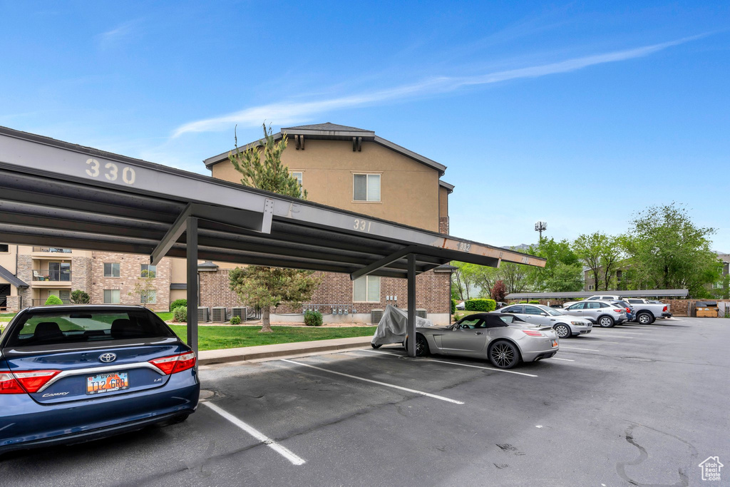 View of covered parking lot