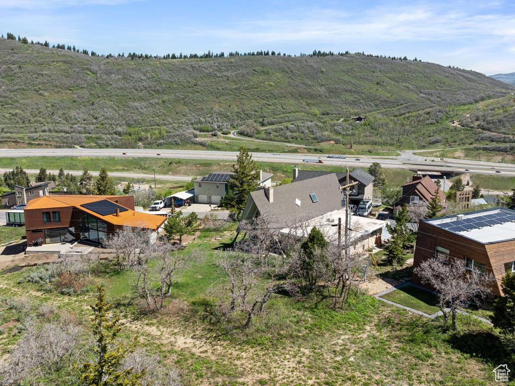 Aerial view of a mountainous background