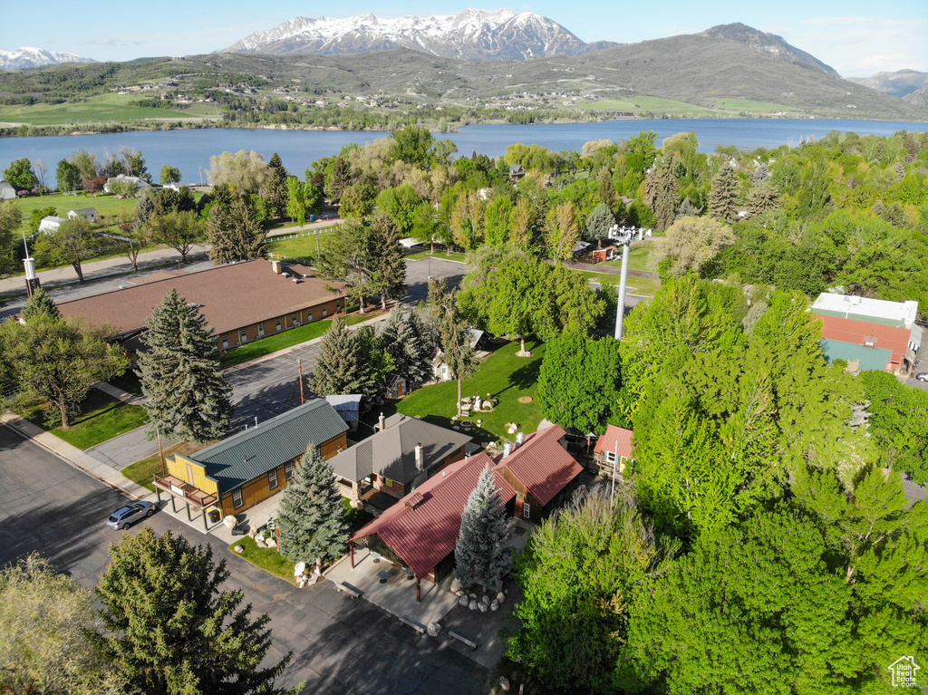 Drone / aerial view of a water and mountain view