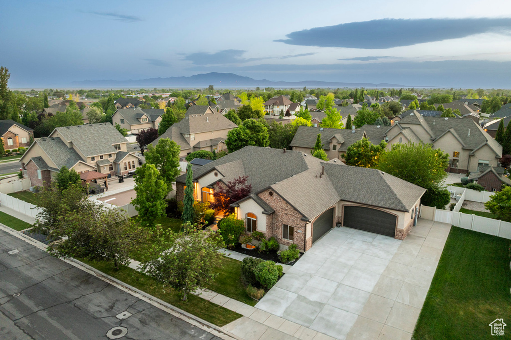 Aerial perspective of suburban area