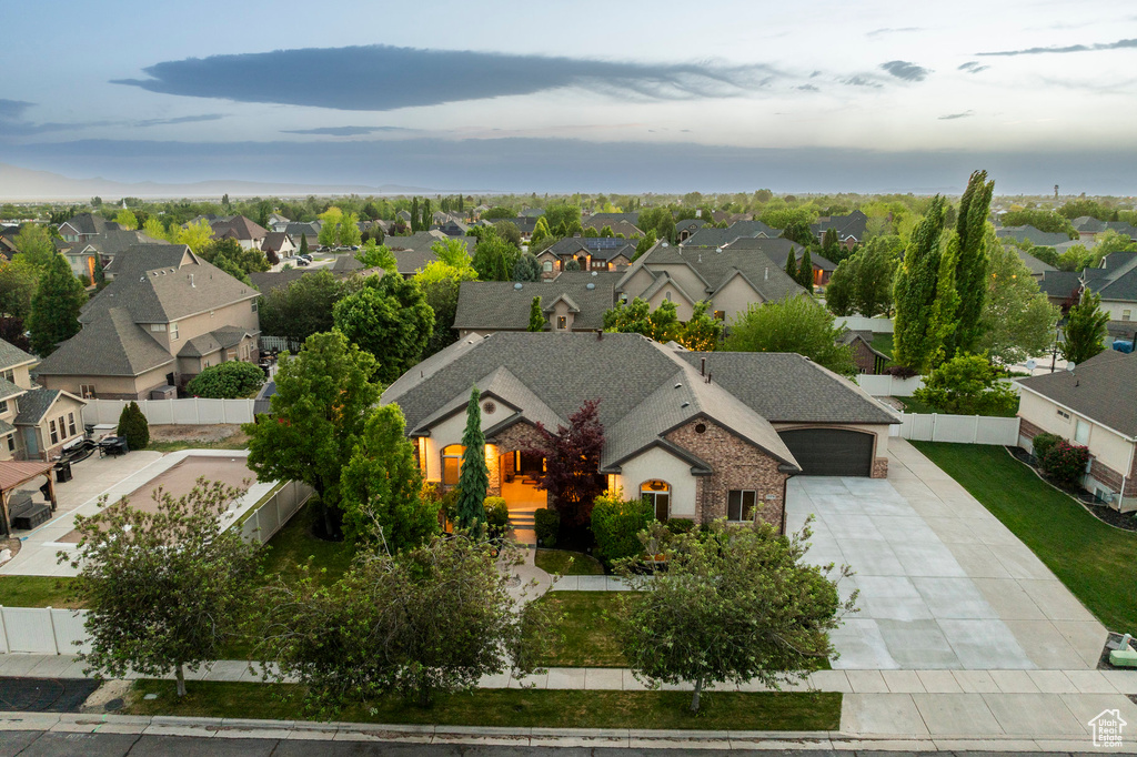 Aerial perspective of suburban area