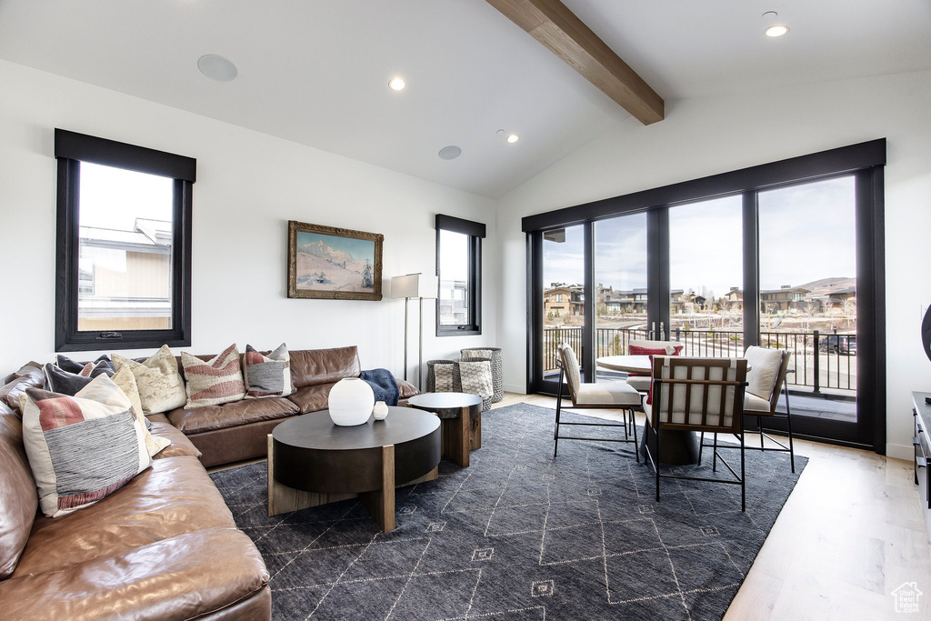 Living area featuring recessed lighting and wood finished floors