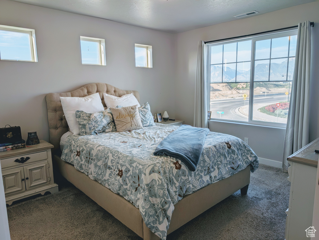 Bedroom with carpet