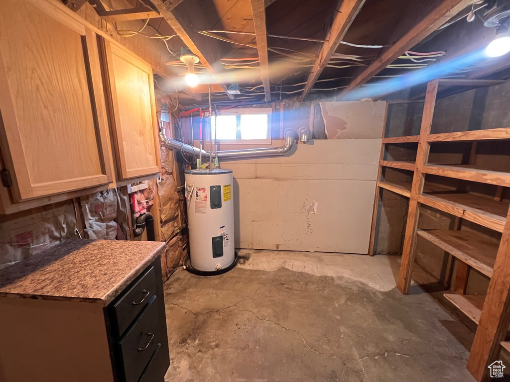 Below grade area with water heater
