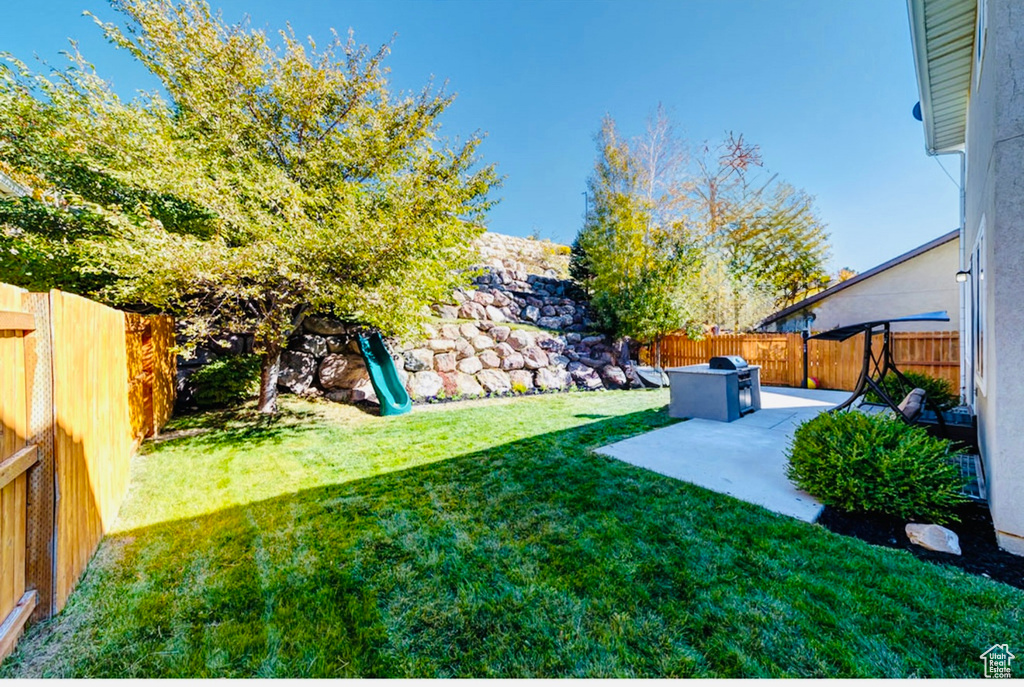 View of yard featuring a patio