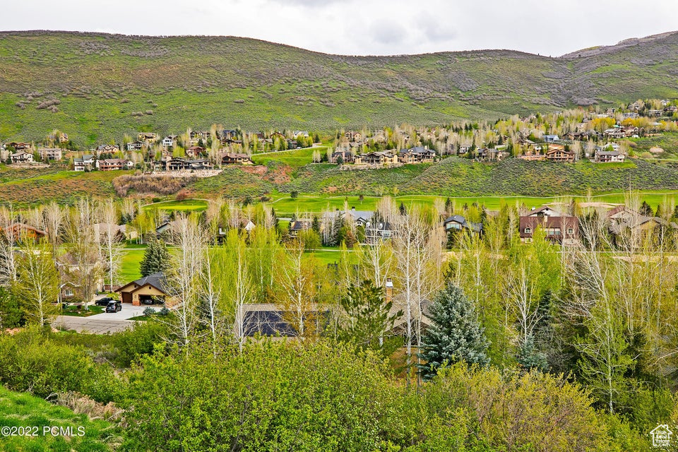 Bird's eye view of a mountainous background