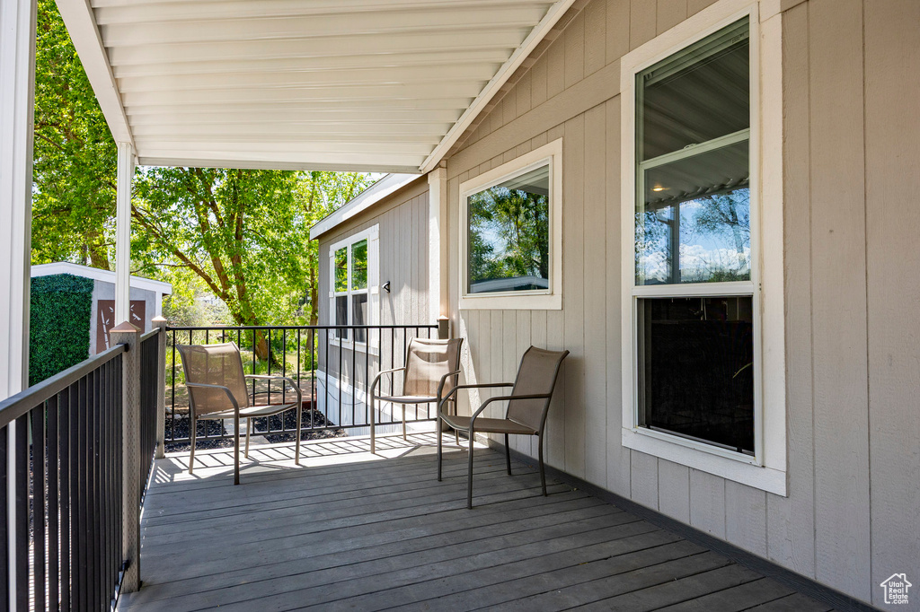 View of wooden deck