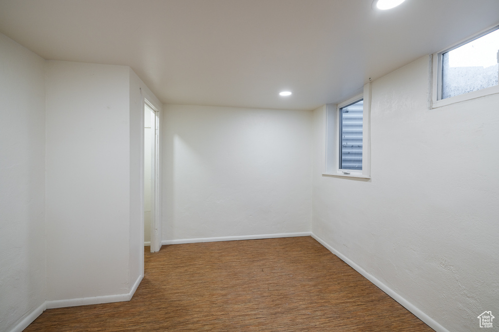 Below grade area featuring baseboards and recessed lighting