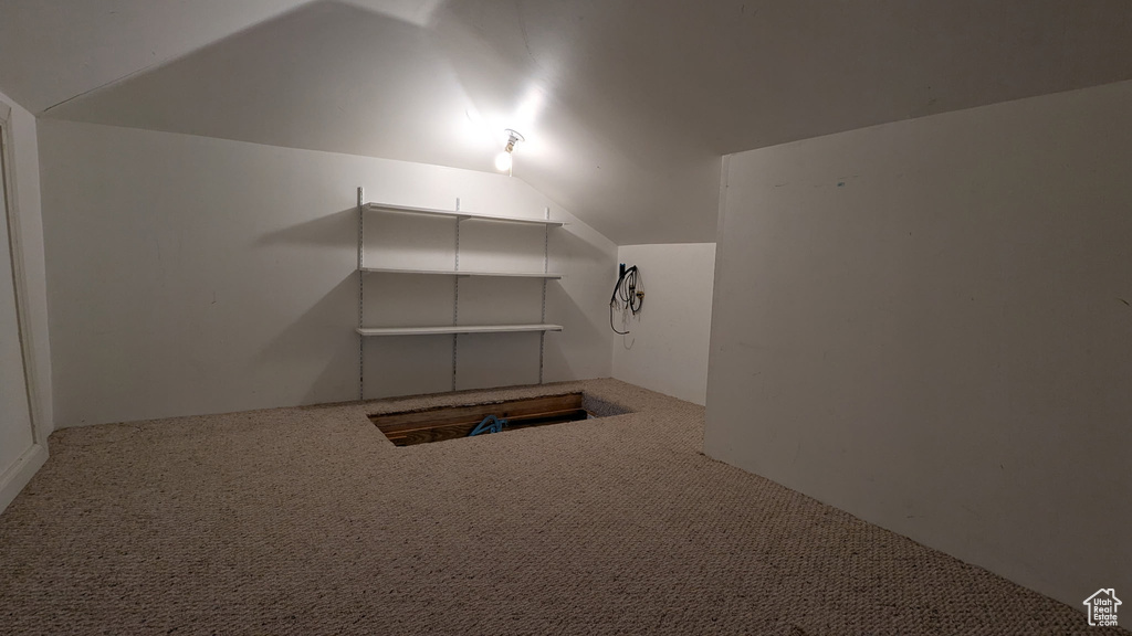 Bonus room with lofted ceiling and carpet floors